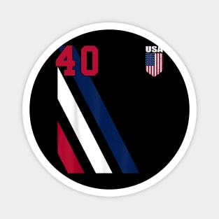 American USA Flag Soccer Jersey Favorite Lucky Number 40 Women Men Magnet